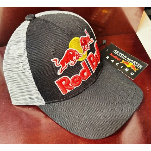 Red Bull Aston Martin Racing Mesh Baseball Cap Adjustable Sports Trucker Hat NWT - Picture 3 of 4